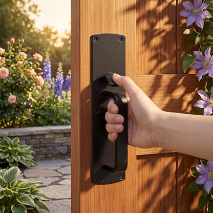 WRINGKIT Heavy Duty Thumb Latch, Self Locking Gate Latch for Wooden Fence, Double-Sided Fence Latch Hardware Kit with 9" Handle, Door Lock Latch for Vinyl Fences, Outdoor Gate, Farm, Garden