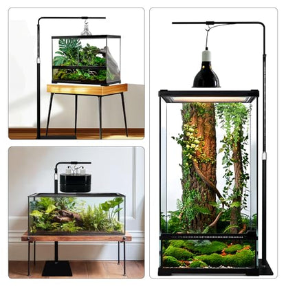 Reptile Heat Lamp Stand 27inch-67inch with 360°Adjustable Swing Arm,Reptile Light Stand Hanging Lamp Holder for Bearded Dragon,Turtle,Snake,Chicks Terrarium - size: 27-67inch