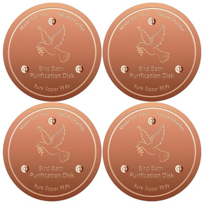 Bird Bath Copper Disk, Pure Copper Bird Bath Purification Disc, Save Cleaning Time, Chemical Free,Safe Natural Solution for Birdbaths Bowls&Waterfall Fountain, Year-Round Use (4 pcs) - style: 4 pcs