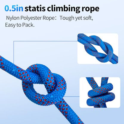 100Ft 1/2 Inch Heavy Duty Climbing Rope - for Tree Swing, Pulling, Outdoor & Gym Use (Blue) - size: 100ft-Blue