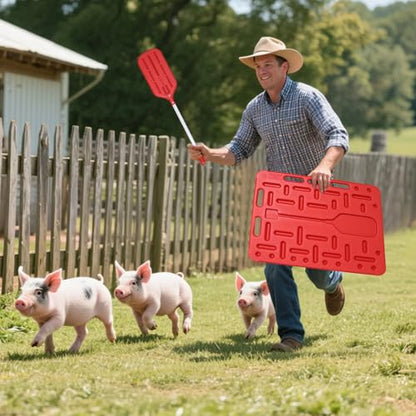 Livestock Sorting Panel with Paddle, Animal Guide Board Sturdy and Lightweight, Handling Equipment for Hogs, Sheep, Goats, Cattle, Portable Farm Fencing & Crowding Gate
