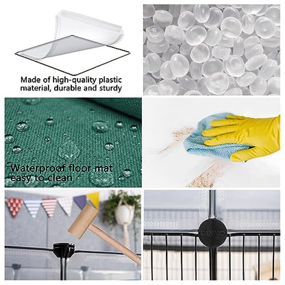 DINMO Small Animal Playpen with Oxford Mat, 24 inches Height, Pet Exercise Fence, Home Protector, Iron Mesh and Plastic Combination, Visualization, DIY, Games Hole Series, 60.2 x 24.8 x 24.8inch - style: Plastic and Metal Mesh Design