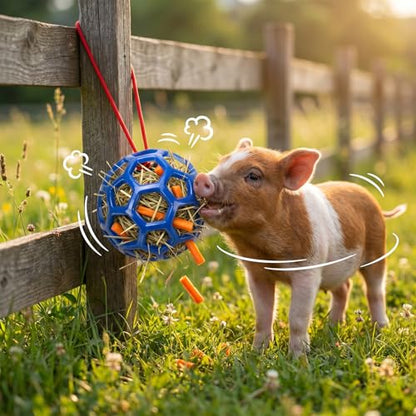 Ronyes 3Pcs Pig Enrichment Toys, Treat Dispenser Ball Toys for Mini Pigs and Farm, Hanging Chew Food Foraging Ball with Rope for Pigs, Pig Toys for Pet Pig