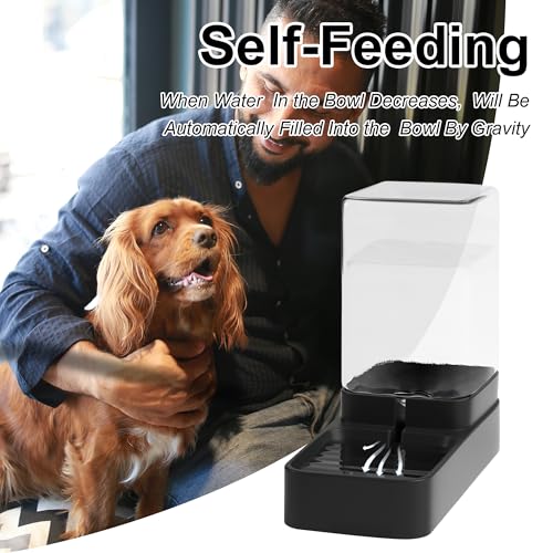 Automatic Cat Feeder and Water Dispenser in Set with Pet Food Bowl,Gravity Dog Waterer and Food Feeder for Small Medium Dog Cat Puppy Kitten Large Capacity(3.3L,Black) - size: 3.3L