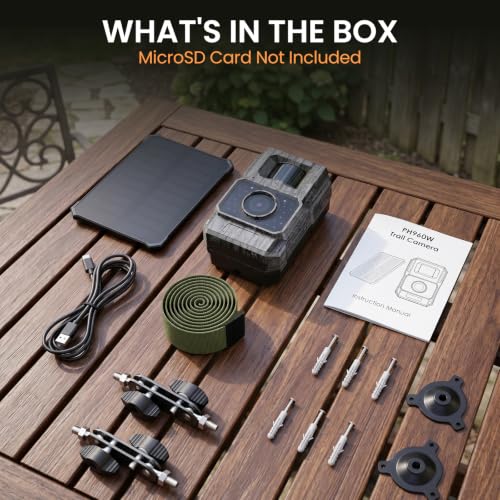 MAXDONE Solar Trail Camera 4K 64MP (MicroSD Card NOT Included), WiFi Bluetooth Game Camera with Motion Activated 6000mAh Rechargeable, Wildlife Cameras with Night Vision IP66 Deer Cams for Outdoor - color: Ink Gray