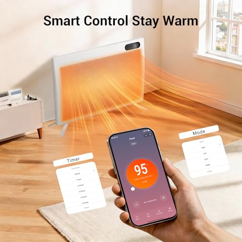 1500W Smart Electric Machine with Thermostat, Remote Control, Timer, Safety Lock, Ideal for Home Workshop Garage