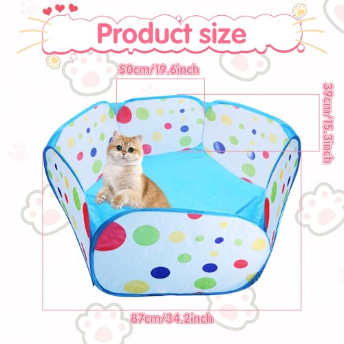 Cat Ball Pit,Pop Up Ball Pits Tent，Cat Enrichment Toys，Suitable for Indoor and Outdoor Activities (39.37inches in Diameter,No Ball Included) (Blue) - color: Blue