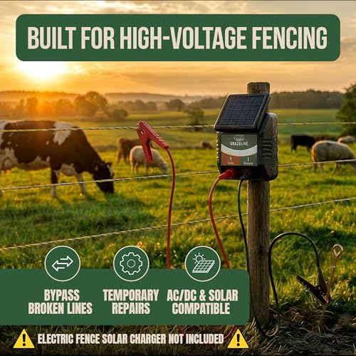 Electric Fence Jumper Leads with Alligator Clips 6.6ft - 10,000V Rated Tinned Copper Wire Connectors with Premium TPU Insulated Cables for Fence Energizer, Solar Charger, Electric Fence - 1 Set - size: 1 Set (Red + Black Leads)