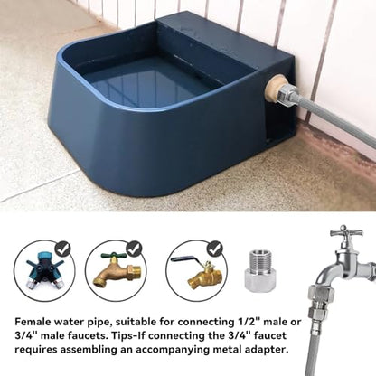 Enjoying Automatic Dog Water Dispenser with 59" Metal Water Pipe, Auto Fill Dog Water Bowl for 3/4" or 1/2" Male End Faucet, Large Automatic Waterer for Dogs Cats Chicken Pigs Livestock