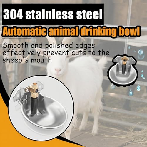 2PCS Automatic Animal Water Bowl, 304 Stainless Steel Livestock Waterer with Float Valve & Drainage Hole, 9Inch Drinker Trough for Horse, Cattle, Goat, Sheep, Pet Dog - Easy Clean(0.6L-2pcs) - size: 0.6L-2pcs