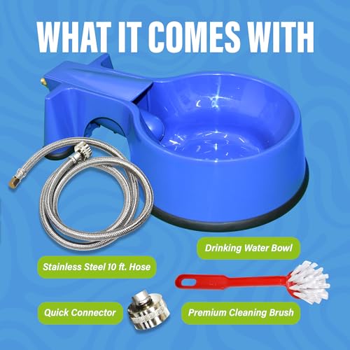 Water Bowl with 10 foot Long Stainless Steel Hose - size: 10 foot
