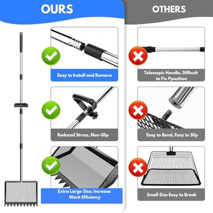 Ergonomic Rubber Grip Manure Scooper for Elderly Users Adjustable 35 65 Inch Stainless Handle for Back Chicken Coops Rakes Scooper with Long Handle - color: C