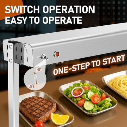 Winado 36 inch Food Heating Lamp, 1000W Commercial Food Heat Lamp, Hanging & Freestanding Stainless Steel Infrared Strip Heater, Food Warming Lamp Restaurant Equipment for Restaurant Kitchen Cafeteria - size: 36 inch
