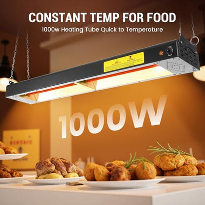 36-Inch Food Heat Lamp, 1000W Commercial Food Warmer Lamp Electric Strip Heater Overhead Stainless Steel Heat Lamps for Buffet Restaurant Parties Catering, Black 115V - color: Black, size: 36 Inch