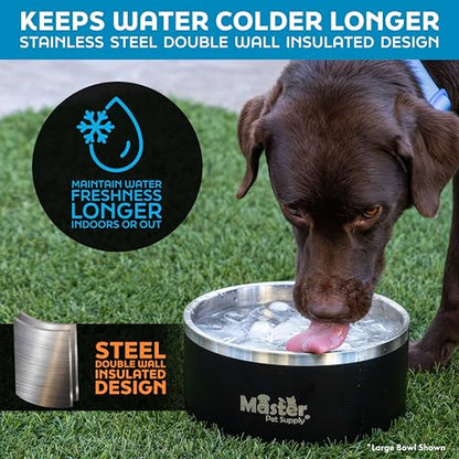Master Pet Supply Stainless Steel Dog Bowls - 25 oz, Heavy Duty - True Blue, Double Wall Extra-Thick Insulated, Non-Slip Pet Water Bowl for Dogs, Cats & Pets, Anti Rust Metal, Dish Washer Safe - color: True Blue, size: 3 Cups (25 oz)