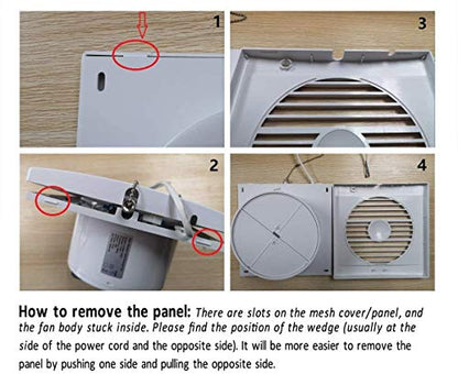 6 Inch Wall-Mounted Exhaust Fan, 18W Ventilation Extractor with Anti-backflow Check Valve Chain Switch for Window Duct Glass Grow Tent Bathroom Vents - 8"×8" Grid Panel - Small Size - size: Φ6 Inch with Rope Switch