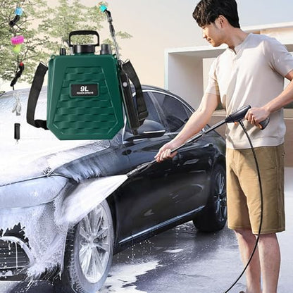 Garden Sprayer Battery Powered - Watering Can Rechargeable - Power Sprayer with Adjustable Shoulder Strap,for Home Outdoor Plant Agriculture Backyard Yard Lawn Farm - color: 9L Army Green