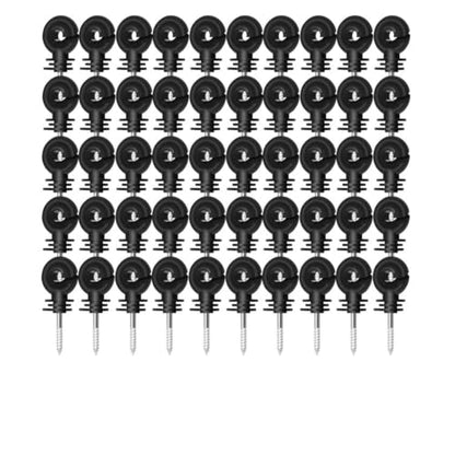 Electric Fencing Ring Insulators Electric Fence Insulators Wood Post Insulator Hooks Farm Livestock Fencing Wire Tapping Insulation Nail(50PCS) - color: 50PCS