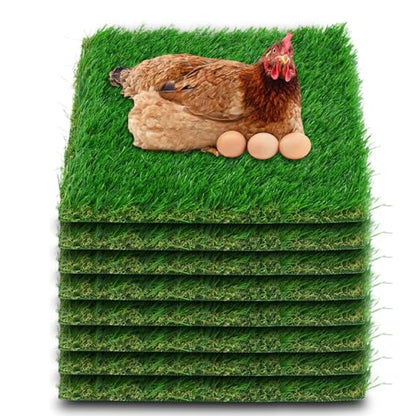 THREE ORANGES Chicken Nesting Box Pads, Washable Artificial Grass Nesting Pads Cuttable Chickens Nest Box Bedding Liners for Hen Coop Egg Duck Chicks Goose 12x12x1.35inch (8 Pack) - size: 8pcs-12x12*1.35inch