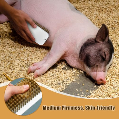 Pig Enrichment Toy,2 PCS Pigs Self-Grooming Brush Easy Install for Pens Barns Yards fit Guinea Pigs Rabbits