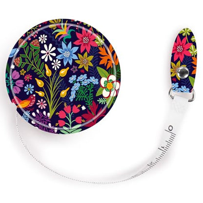 Retractable Mini Tape Measure, Auto-Retract, Premium Leather Tape Measure, Dual-Sided Ruler, Ideal for Fabric Cutting, Body Measurements, and Handicrafts (Tropical Flowers) - color: Colorful Tropical Flowers