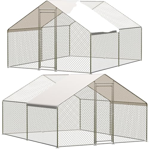 GarveeTech Large Walk-in Chicken Coop with Run, 9.8' x 13.1' Outdoor Chicken Runs for Yard with Cover, Metal Poultry Cage for Chickens, Ducks, Birds - size: 153.5"L x 118.1"W x 78.0"H