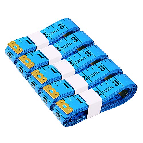 Measuring Tape for Sewing, 120 Inch Soft Fabric Cloth Tape Measure for Body Measurement, 5 Pack Double Scale Seamstress Tailor Ruler for Waist Clothing Nursing Craft(Blue) - color: Blue