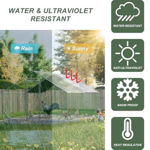 Sturdy Walk-in Chicken Run with Galvanized Steel Frame and PVC-Coated Hexagonal Wire Mesh for Outdoor Poultry Enclosure (3x4m) - color: 3x4m
