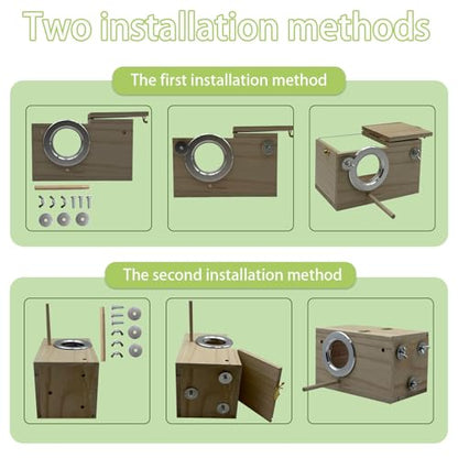 Parakeet Nesting Box Transparent Bird Nest Breeding Box with Perch | 7.87 X 4.72 X 4.72 inch Parrot Mating Box Wood Bird House Aviary for cage (S Horizontal Transparent+Wood) - style: S Horizontal Transparent+Wood