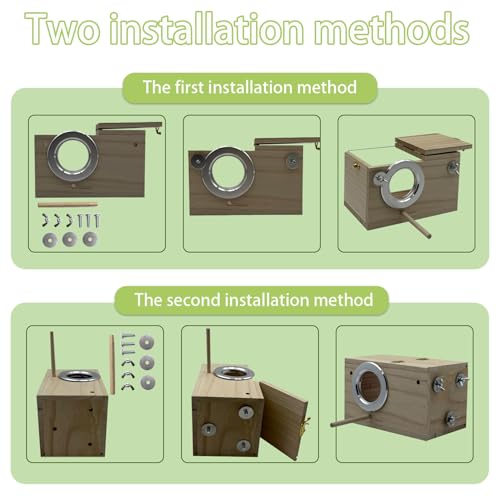 Parakeet Nesting Box Transparent Bird Nest Breeding Box with Perch | 9.65 X 5.12 X 5.12 INCH Parrot Mating Box Wood Bird House Aviary for cage (M Horizontal Wood) - style: M Horizontal Wood