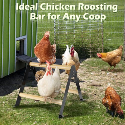18.1" Lx18.9 Wx13.8 H Large Metal Stable Chicken Perch - Wooden Chicken Roosting Bars, Easy to Assemble & Clean Stand Ladder Fun Toys for Coop Accessories