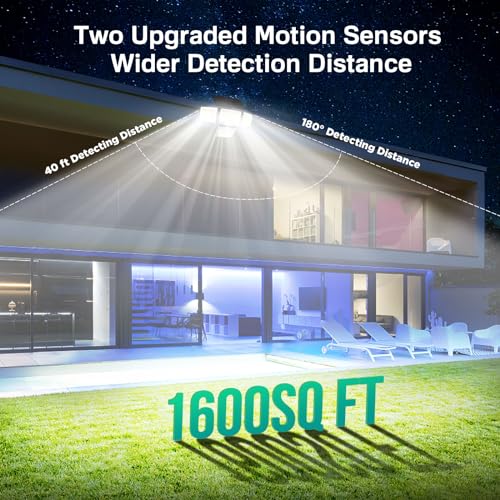 LYWALT Solar Outdoor Lights - 3000LM 188 LED Motion Sensor Outdoor Lights, 4 Heads Security Light,IP65 Waterproof, Easy Install,270°Wide Angle Flood Wall Light with 3 Modes for Backyard Yard (2 Pack) - size: 2 Pack