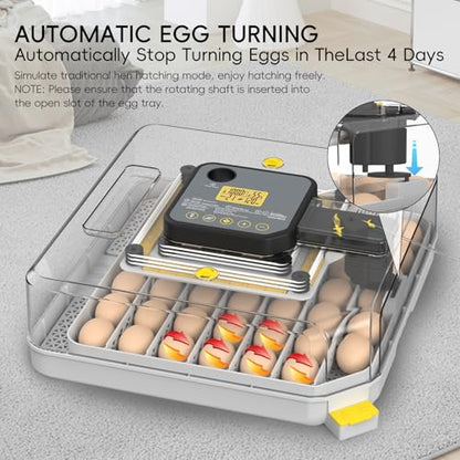 48 Egg Incubator for Hatching Eggs Auto Turning Digital Temp/Humidity Display Built-in Candler & Water Refill LED Candler for Chicken Duck Quail Birds