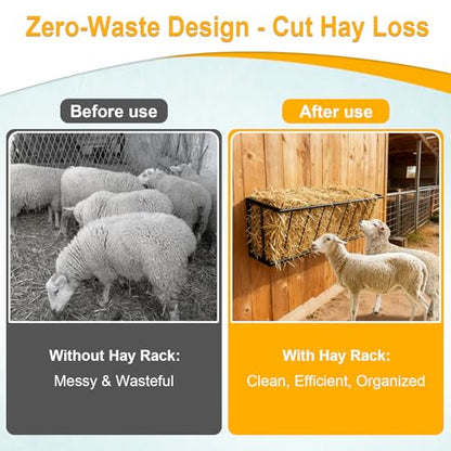 40'' Metal Wall Mount Hay Feeder, 25 Gallon Livestock Feeder for Goats Horses Cattle, Indoor Outdoor Hay Rack Blanket Holder - size: 40 Inch