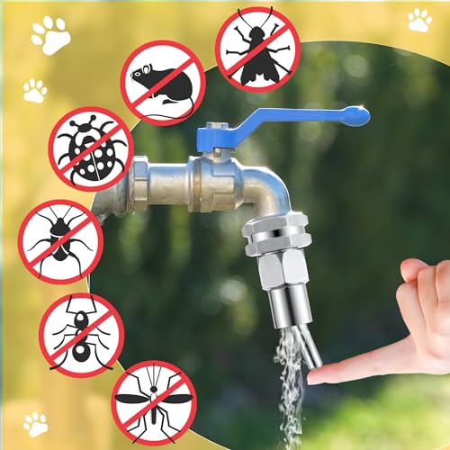 Hohean Stainless Steel Automatic Water Drinker 1/2'' 3/4'' Automatic Nipple Drinking Waterer Brass Water Tank Connector with Hole Opener and Plumber's Tape for Dogs and Other Pets