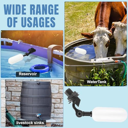 Blulu 3 Pack Float Valve, 1/2 Inch Automatic Pool Fill Float Ball Valve with Adjustable Arm for Ponds, Livestock Water Trough, Aquariums, Water Tank Level Control, Aquaculture(Black) - color: Black