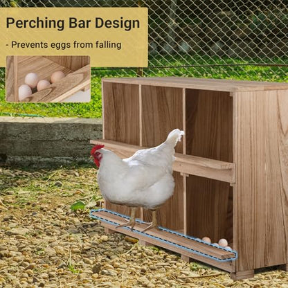 Neoaider Nesting Boxes for Chickens 6 Compartment, Wall-Mounted Wooden Chicken Nesting Box, Ensuring Comfortable Egg Laying, Preventing Egg Falls, Perfect for Backyard and Poultry Farms - size: 37.8"L x 14.7"W x 26.0"H