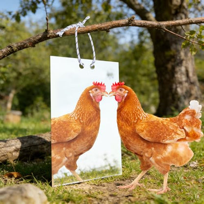 Large Chicken Mirror Toys Acrylic Hanging Swing Mirror for Hens Birds Parrots（7.8inch*11.8inch）