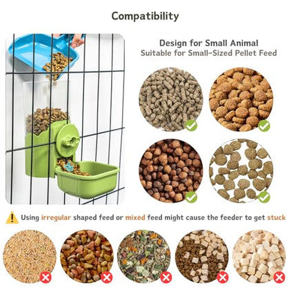 Automatic Pet Food Water Dispenser, Auto Gravity Pet Feeder Water Bottle Set for Cage, Feeding Station for Puppy Kitten Rabbit Guinea Pigs Chinchilla Ferret Hedgehog (Green) - color: Green