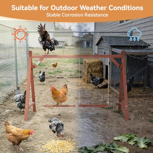 PETSFIT Wooden Solid Chicken Perch & Roosting Bars with 2 Swings, 50"x30"x34" Coop Toy for 6–8 Hens, Multi-Level Stand Encourages Exercise & Natural Behavior, Easy to Assemble & Clean,Outdoor Use - size: 50"L x 30"W x 34"H