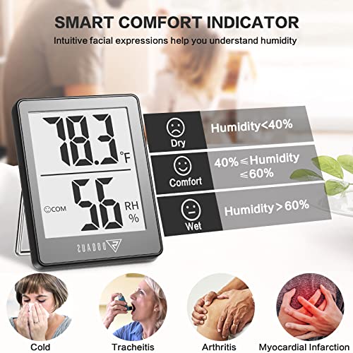 DOQAUS Digital Hygrometer Indoor Thermometer Room Thermometer with 5s Fast Refresh Temperature Humidity Monitor for Bed Room, Baby Room, Basement, Greenhouse, Office (Grey) - color: Grey