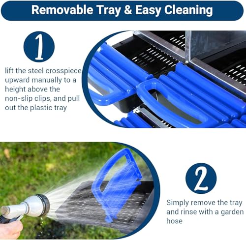 Chicken Nesting Box, 8 Hole 2 Layer Hen Nest Boxes, Roll-Away Egg Collection System with Ventilation Holes，Rustproof Plastic Tray & Keyhole Mounting, Chicken Laying Box - color: Blue, size: 8 holes