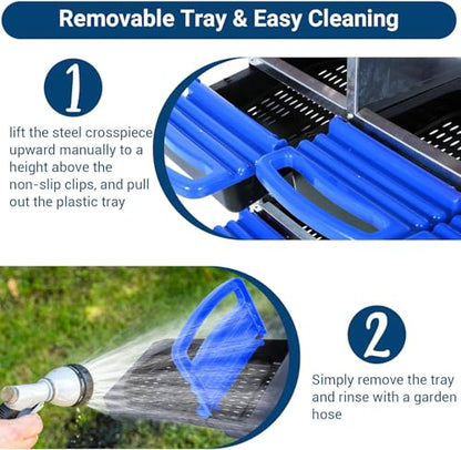 Chicken Nesting Box, 8 Hole 2 Layer Hen Nest Boxes, Roll-Away Egg Collection System with Ventilation Holes，Rustproof Plastic Tray & Keyhole Mounting, Chicken Laying Box - color: Blue, size: 8 holes