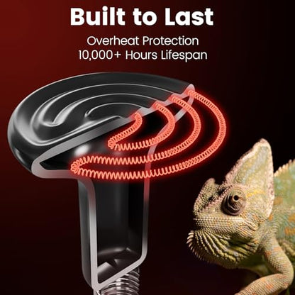 REPTITRIP Dual Reptile Light Fixture with 100W Full Spectrum UVA UVB Light Bulb & 100W Nighttime Ceramic Heat Emitter, 2 Independent Switches, Reptile UVA UVB Heat Combo Pack - size: ST4