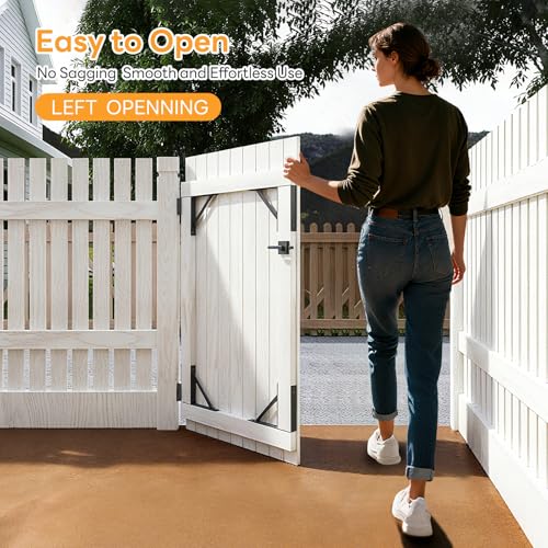 DIYHD Heavy Duty Anti-Sag Gate Kit with Left-Opening Latch, Adjustable Bracket Gate Frame Hardware for Wooden Fence or Patio, Fits 24"-60" Wide, Works with 2x4 Lumber (Wood Not Included) - size: Kit + Left Open Latch