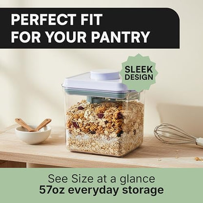 Bop Top Airtight Food Storage Containers with Lid 7 Cups / 57 oz | Kitchen Canister Sets | Air Tight Pantry Container| Pop Top Dry Food Storage Containers for Snacks, Sugar, Flour, Baking, Pasta - color: 57 oz