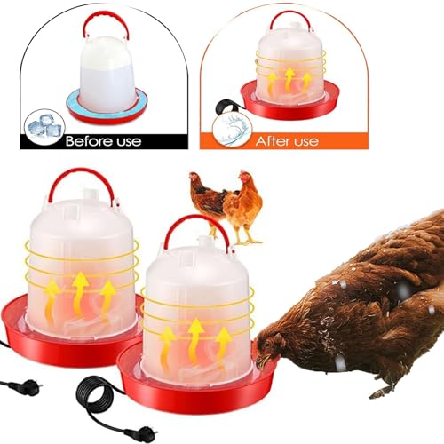 Heated Chicken Waterer,2025 Hanging Poultry Water-Heated Chicken Waterer,Thermostatically Controlled Heated 6L Outdoor Hanging Heated Poultry Waterer Dispenser for Chicks Livestock,Farm Innovators