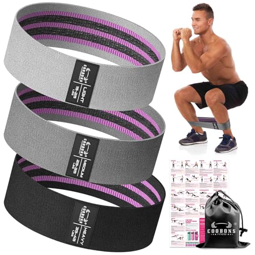 Fabric Resistance Bands for Working Out | Exercise Bands for Women and Men, Booty Bands for Legs and Glute, Yoga, Pilates, Rehab, Fitness and Home Workout - color: Grey