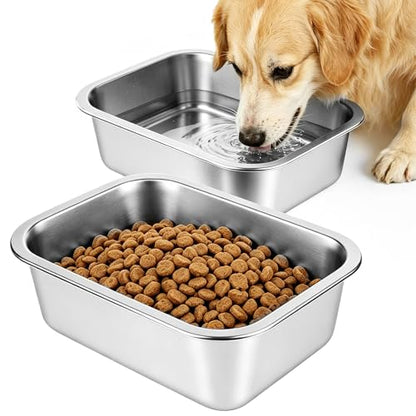 YUDANSI 2-Pack Stainless Steel Large Dog Bowl - Single Bowl 3.5L/0.9 Gallons Metal Pet Water & Food Bowl, No-Spill Anti-Fall Durable Easy to Clean, Indoor/Outdoor Use for Medium, Large Dogs - size: 0.9Gallons/3.5L