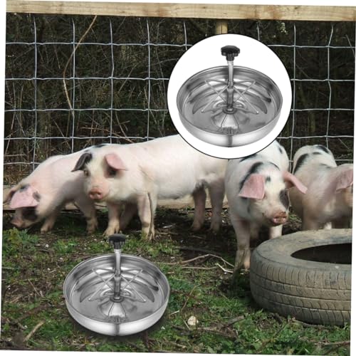 Yardwe Stainless Steel Feeding Trough for Livestock Thicken Design Easy to Feeder for Pigs Goats and Other Farm Animals Silver